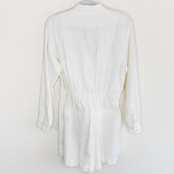 NWT J Crew Embroidered Floral Long Sleeve Tie Waist Cream Utility Romper 14 - Picture 9 of 16